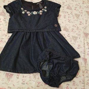 Embroidered denim dress